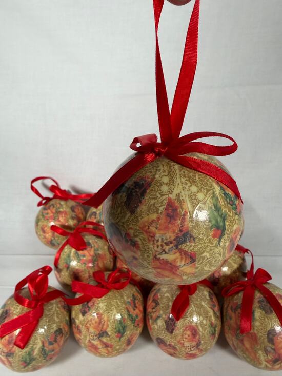 None and/or Unknown Other - Set of 12 Victorian Style Cherub Christmas Ornaments Decoupage Angel Baubles